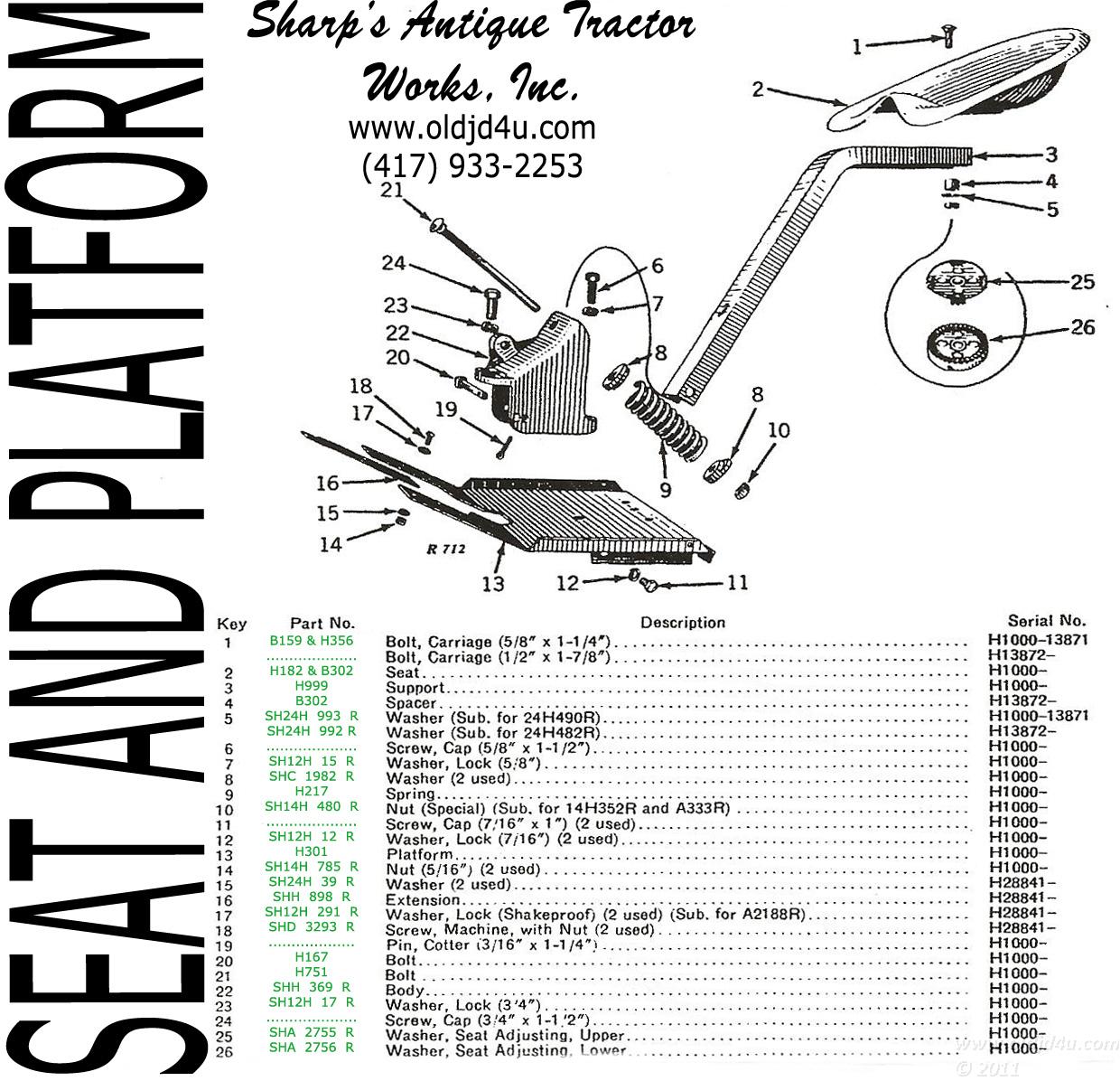 John Deere Tractor Parts OLDJDFORYOU 2 Cyl: John Deere H Parts